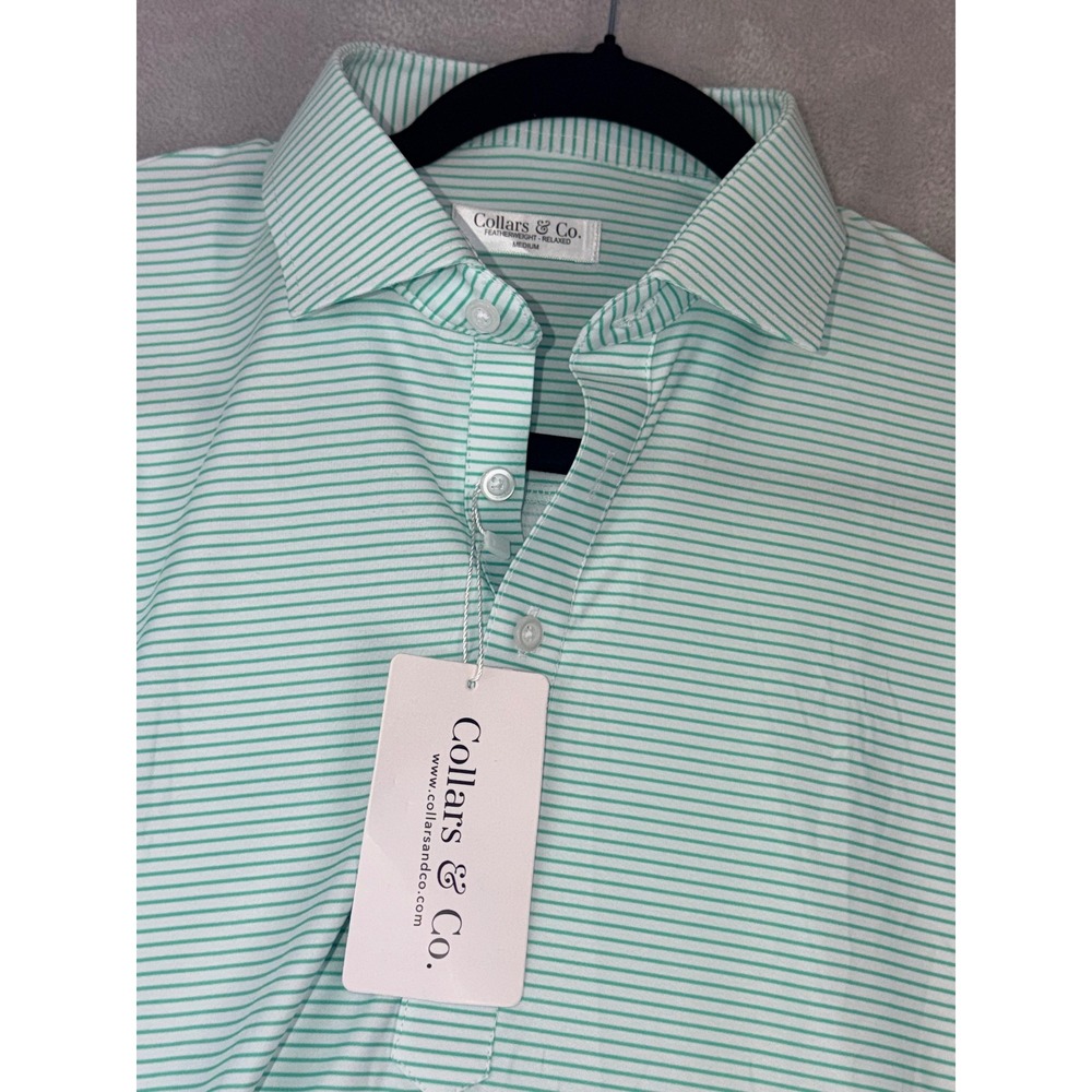 Collars & Co. Men’s Mint Green Striped Polo